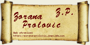 Zorana Prolović vizit kartica